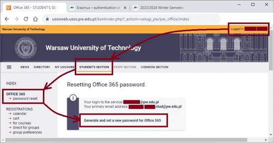 Resetting Office 365 password