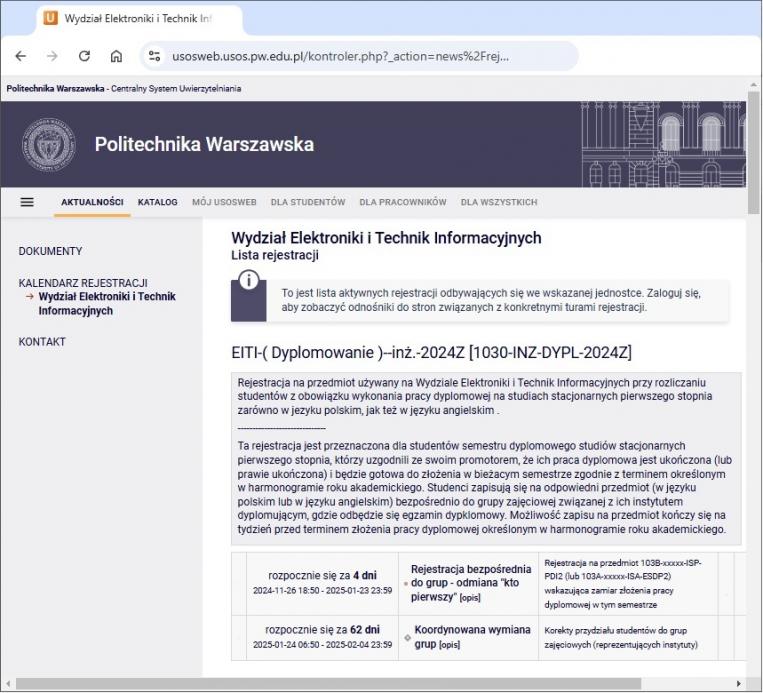 Zapisy na przygotowanie pracy dyplomowej