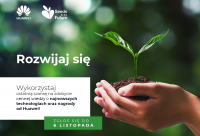 Na zdjęciu pokazane są dłonie trzymające kiełkującą roślinę