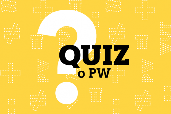 Na obrazku znajduje się znak zapytania i tekst: Quiz o PW