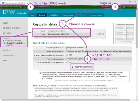 Course registration details 2021Z